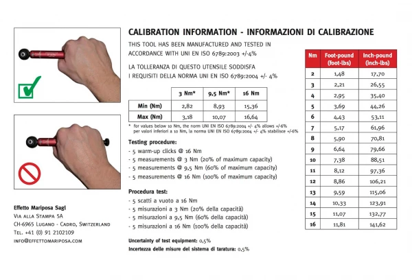 Clé Dynamométrique Effetto Mariposa Giustaforza II 2-16 Nm Deluxe 8 Clé Dynamométrique Effetto Mariposa Giustaforza II 2-16 Nm Deluxe – Image 6